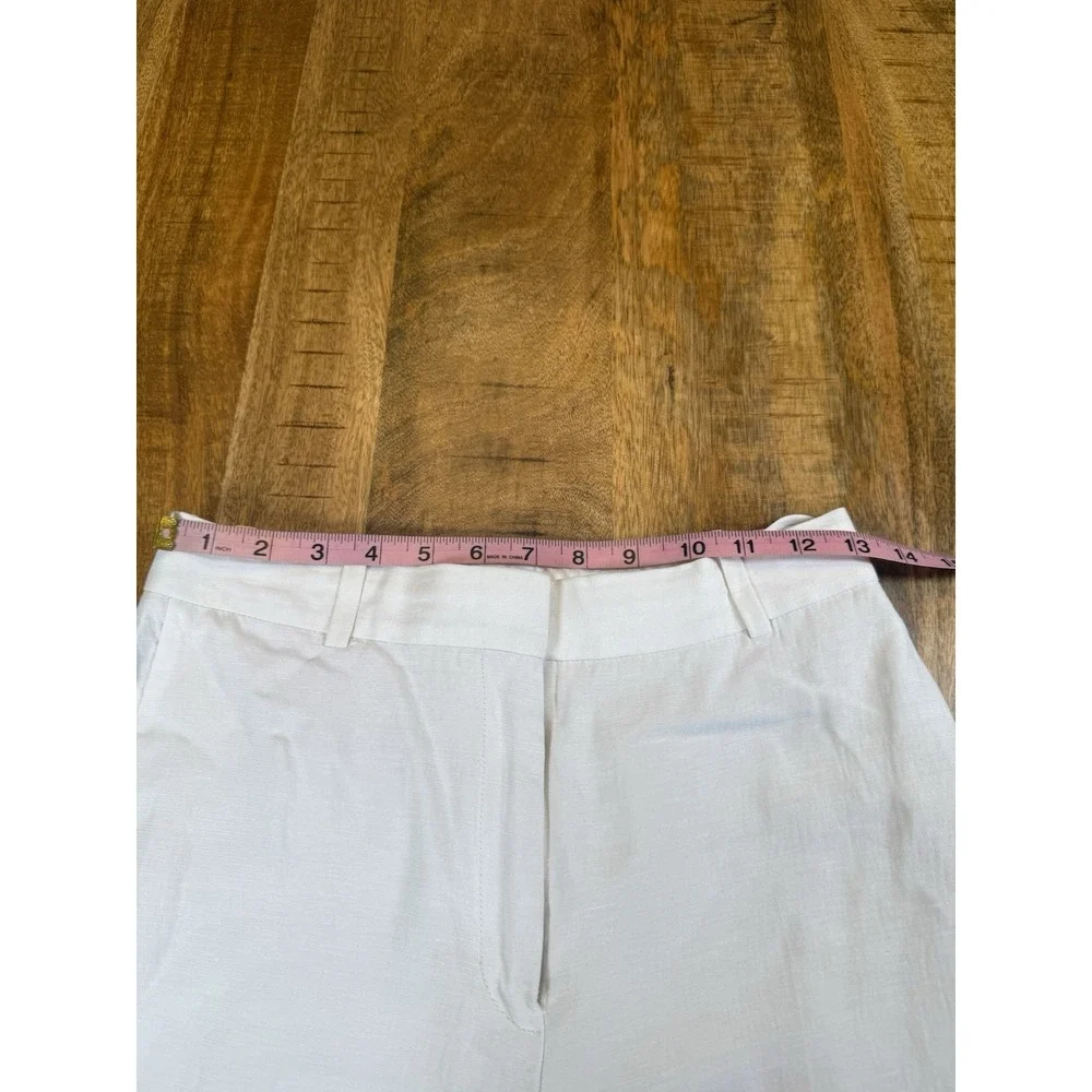 Aritzia Babaton Agency Linen Pants Womens 4 White High Rise Straight Leg